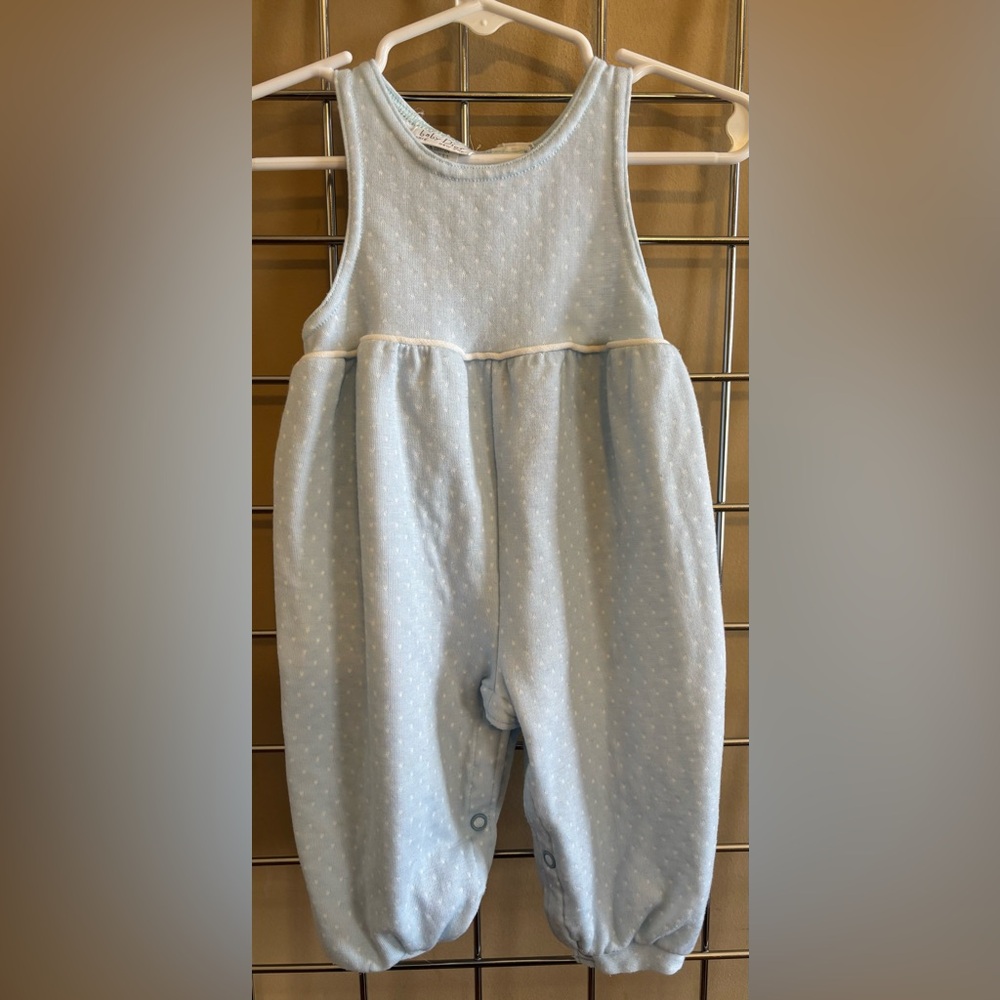 Baby Dior Polka Dot Romper 9M 18-20 Lbs. Light Blue